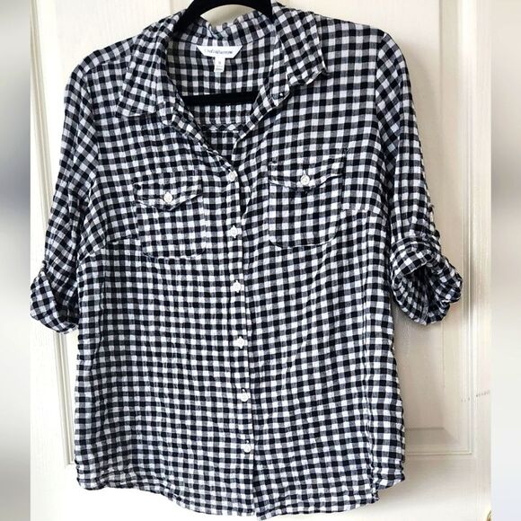 croft & barrow Tops - CROFT&BARROW button up Black and White Gingham, patterned and textured Women's M